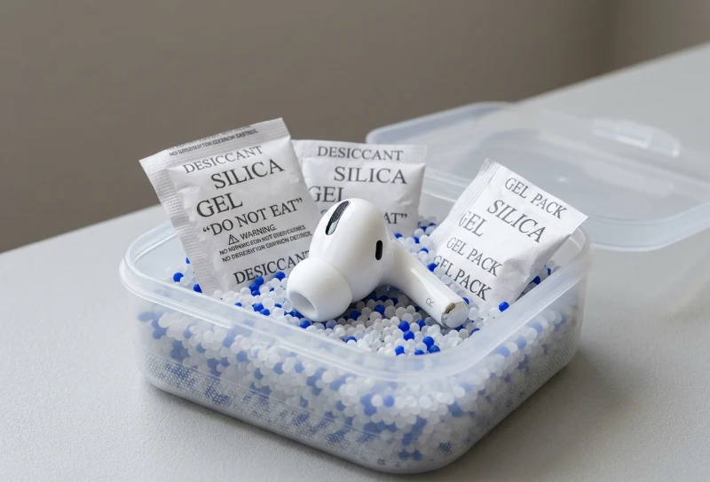 Water Eject AirPods: Fix Muffled Sound in 2 Minutes (Free Method) 5 airpods drying method using silica gel to remove moisture