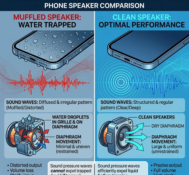 before and after using water eject sound on phone speaker